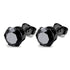 2 Pairs 316L Surgical-Steel Black & Silver Round CZ Men & Women Stud Earrings